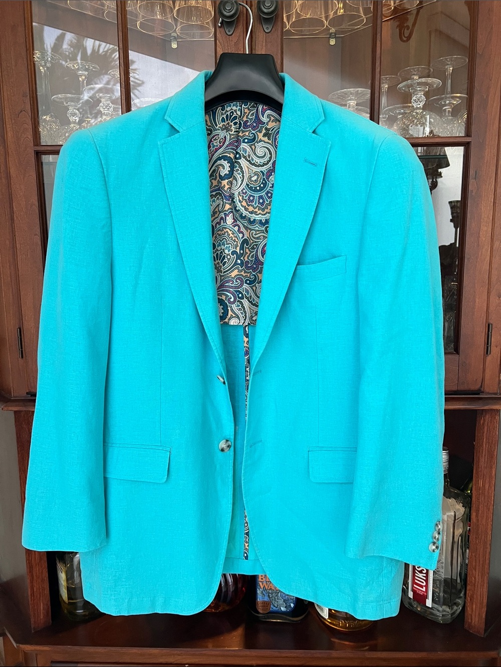 Alan Flusser Linen blend Bright Turquoise Sport Coat
